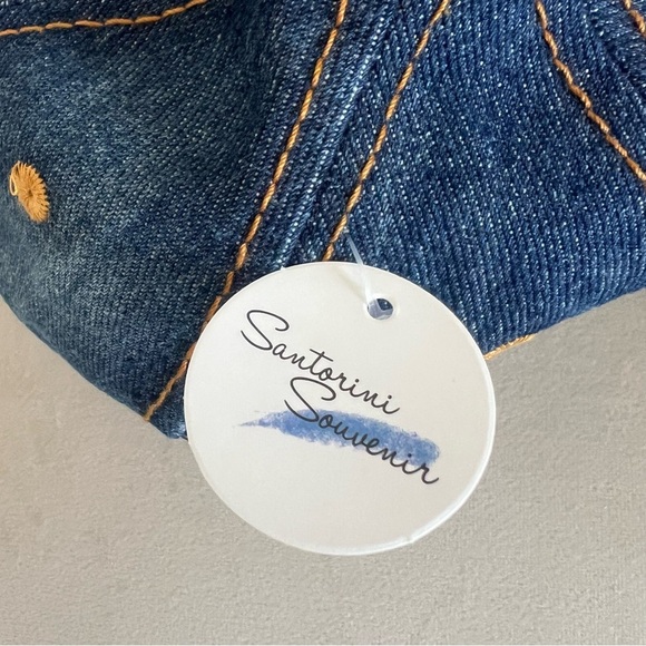 NWT Mykonos Rhinestone Embellished Blue Denim Baseball Hat Cap Adjustable Back - Picture 4 of 11